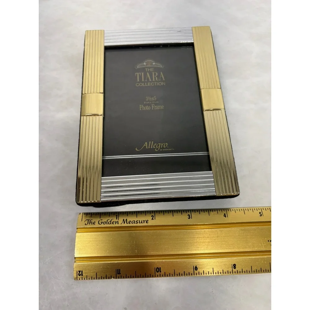 The Tiara Collection Allegro Gold Silver Two Tone Ribbed 3.5x5 Photo Frame